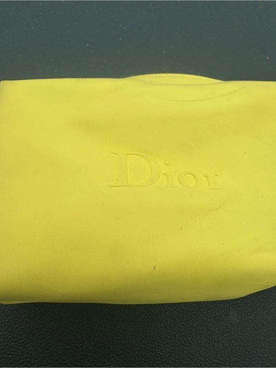 Dior Accessories - Dior Yellow Embossed Logo Cosmetic Pouch